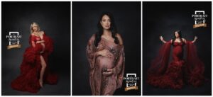 Maternity portrait collage featuring 3 pregnancy portraits Austin Maternity Photographer